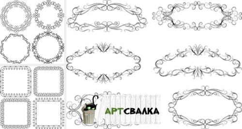 Круглые и квадратные фигурные рисованные рамки. | Round and square figure of the drawing frame.